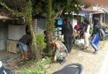 Koramil 1201-09/ Sengah Temila Bersama Warga Gotong Royong Bersihkan Pos Babinsa Sidas