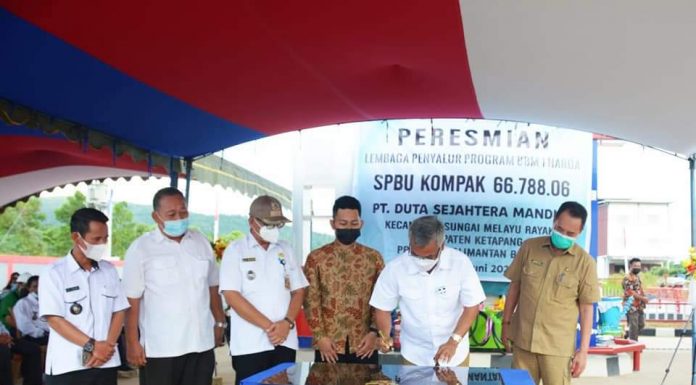 Bupati Ketapang Martin Rantan Resmikan SPBU 3T di Sungai Melayu Raya