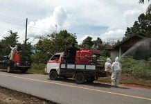 Permukiman Warga di Dusun Sungai Bandung Menjalin Disemprot Disinfektan