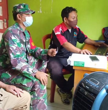Personil Koramil Air Besar Anjangsana ke Perangkat Desa Nyayum
