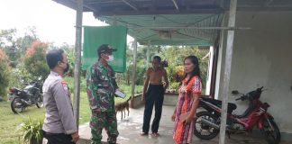 Babinsa dan Bhabinkantibmas Menjalin Rutin Cek Warga Yang Jalani Isolasi Mandiri