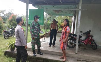 Babinsa dan Bhabinkantibmas Menjalin Rutin Cek Warga Yang Jalani Isolasi Mandiri