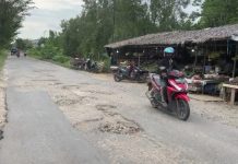Ruas Jalan di Kecamatan Sukadana Rusak Rawan Picu Lakalantas