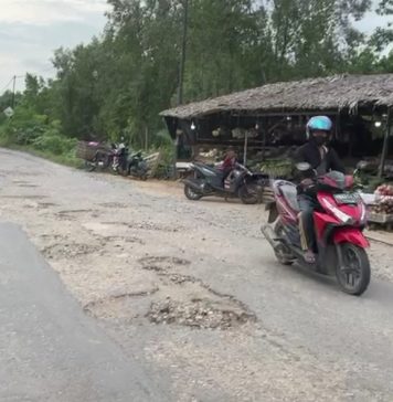 Ruas Jalan di Kecamatan Sukadana Rusak Rawan Picu Lakalantas