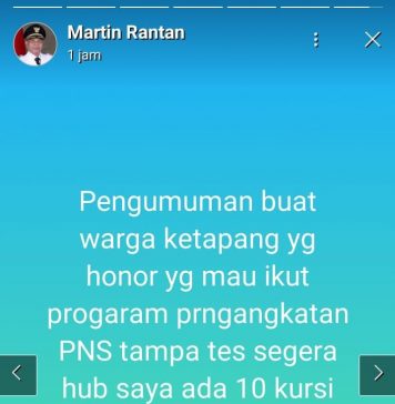 Akun Medsos Palsu Atas Namakan Bupati Ketapang Sebarkan Informasi Hoax