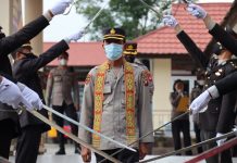 Kapolres Landak Pimpin Apel Purna Bakti Kabag SDM Polres Landak
