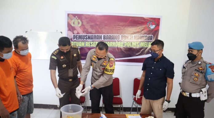 87,81 Gram Narkotika Jenis Sabu Dimusnahkan Polres Melawi