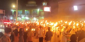 Sambut Bulan Suci Ramadhan 1443 Hijriah Umat Muslim di Ngabang Gelar Pawai Obor