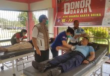 Rutan Kelas IIB Landak Gelar Bakti Sosial Donor Darah Rangkaian Hari Dharma Karya Dhika ke-77