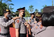 Dimomen HUT Bhayangkara ke-76, 42 Personel Polres Landak Dapat Kenaikan Pangkat