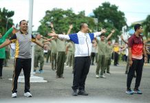 Jalin Sinergisitas TNI Polri dan Pemda Ketapang Melalui Senam Kesegaran Jasmani