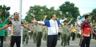 Jalin Sinergisitas TNI Polri dan Pemda Ketapang Melalui Senam Kesegaran Jasmani