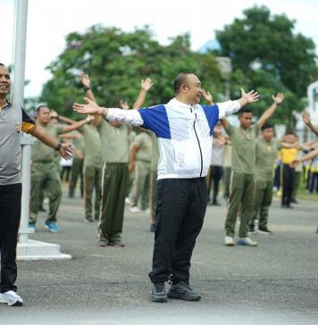 Jalin Sinergisitas TNI Polri dan Pemda Ketapang Melalui Senam Kesegaran Jasmani
