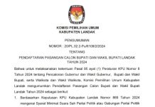 PENGUMUMAN SYARAT PENDAFTARAN CALON BUPATI DAN WAKIL BUPATI LANDAK TAHUN 2024