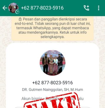 Waspada Penipuan, Nama dan Foto Pj. Bupati Landak Gutmen Nainggolan Dicatut Orang Tak Dikenal di Aplikasi Whats’App