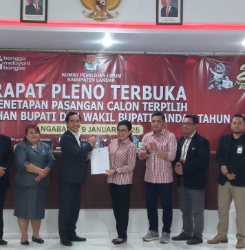 KPU Landak Tetapkan Karolin-Erani Sebagai Bupati dan Wakil Bupati Terpilih