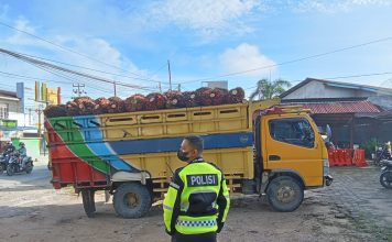 Satlantas Polres Landak Tertibkan Truk Pengangkut TBS Tanpa Jaring Pengaman