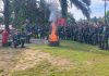 Prajurit Kodim 1210/Landak Gelar Latihan Penanggulangan Kebakaran