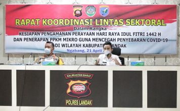 Kesiapan Pengamanan Perayaan Hari Raya Idul FItri 1442 Hijriah dan PPKM Mikro Bupati dan Polres Landak Gelar Rakor