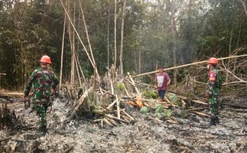 Antisipasi Api Merambat, Babinsa Koramil Sengah Temila Bantu Awasi Pembukaan Lahan Warga