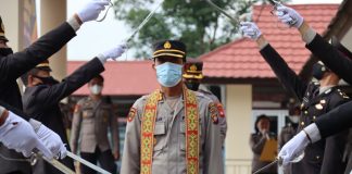 Kapolres Landak Pimpin Apel Purna Bakti Kabag SDM Polres Landak