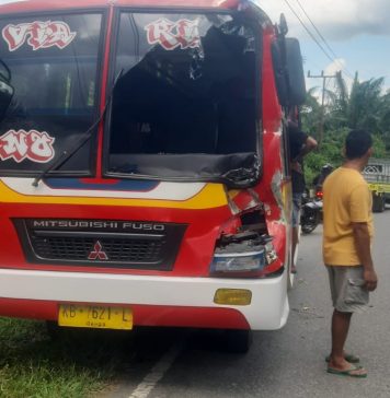 Tabrak Dump Truck Terpakir Ditikungan, Microbus Alami Rinsek Pada Bagian Depan