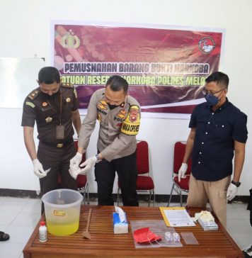 87,81 Gram Narkotika Jenis Sabu Dimusnahkan Polres Melawi