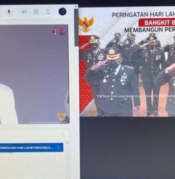 Kapolres Landak Hadiri Upacara Peringatan Hari Lahir Pancasila Tahun 2022 Secara Virtual