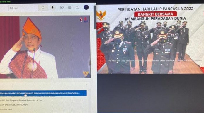 Kapolres Landak Hadiri Upacara Peringatan Hari Lahir Pancasila Tahun 2022 Secara Virtual