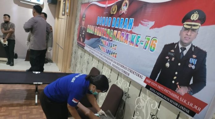 Bantu Penuhi Stok Darah, Polres Landak Gelar Bakti Sosial Donor Darah