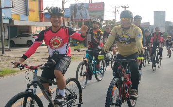Polres Landak Gelar Fun Bike Bersama TNI, Awak Media dan Komunitas Sepeda di Hari Bhayangkara ke 76