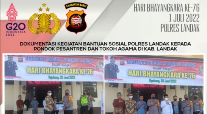 Polres Landak dan Polsek Jajaran Serahkan Bantuan Sosial Kepada Masyarakat