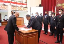 Heri Saman Resmi Jabat Ketua Koni Landak Masa Bakti 2022-2026