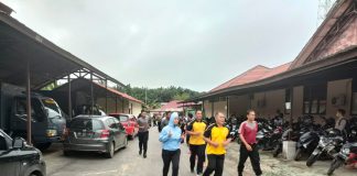 Jaga Kebugaran Fisik, Personel Polres Landak Laksanakan Olah Raga Secara Rutin