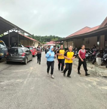 Jaga Kebugaran Fisik, Personel Polres Landak Laksanakan Olah Raga Secara Rutin