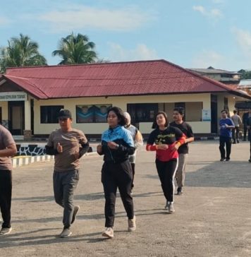 Personel Polres Landak Rutin Gelar Olah Raga Turunkan Berat Badan