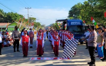 Rebut Piala Kapolres Landak 38 Regu Sekolah Tingkat SD dan SLTA Ikuti Gerak Jalan