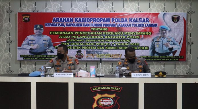 Kunjungi Polres Landak, Bid Propam Polda Kalbar Ingatkan Personel Polri Hindari Prilaku Menyimpang