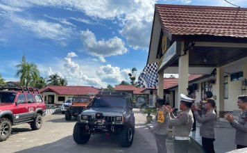 Kapolres Landak Lepas Keberangkatan 30 Unit Mobil Off Road Menuju Pulau Temajo