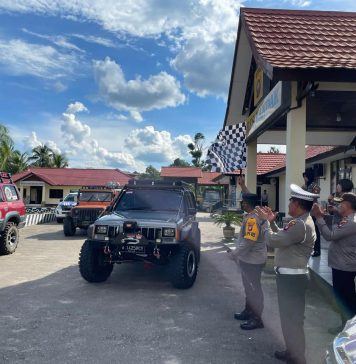 Kapolres Landak Lepas Keberangkatan 30 Unit Mobil Off Road Menuju Pulau Temajo