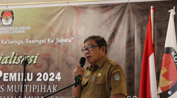Asisten Sekda Landak Buka Kegiatan Sosialisasi Tahapan Pemilu Tahun 2024