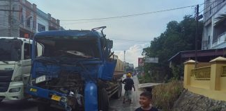 Diduga Alami Rem Blong Truck Tangki CPO Ringsek Akibat Alami Kecelakaan