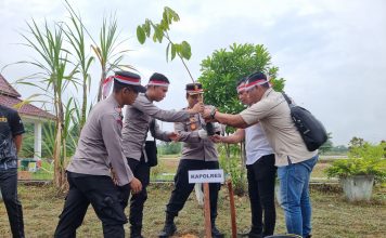Hijaukan Lingkungan 1.400 Pohon Ditaman Polres Landak Bersama Forkopimda