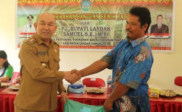 Pemkab Landak Serahkan Bantuan Benih Padi Kepada Poktan Sengah Temila