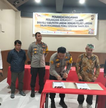 Polres Landak Bersama Bawaslu Jalin Kerjasama Pengamanan Pemilu Serentak 2024