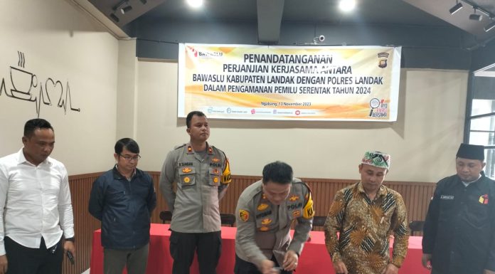 Polres Landak Bersama Bawaslu Jalin Kerjasama Pengamanan Pemilu Serentak 2024