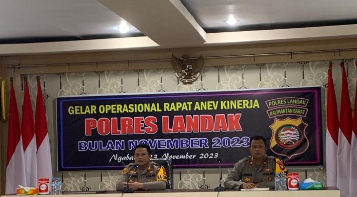 Anev Kinerja Bulanan Polres Landak, Kapolres Tekankan Anggota Tidak Lakukan Pelanggaran