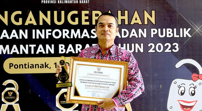 DPMPD Landak Raih Peringkat 3, Penghargaan Komisi Informasi Provinsi Kalbar