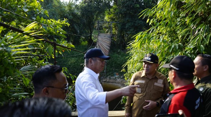 Tinjau Jembatan Gantung Putus di Desa Jambu Tembawang, Pj. Gubernur Kalbar Wacanakan Bangun Jembatan Permanen