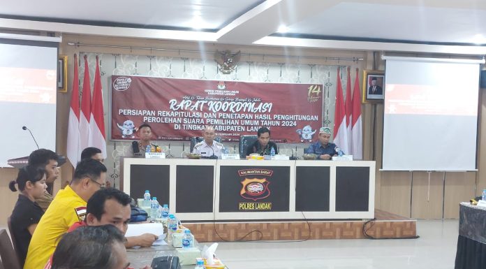 KPU Landak Gelar Rakor Lintas Sektor Persiapan Rekapitulasi dan Penetapan Hasil Perhitungan Suara Tingkat Kabupaten